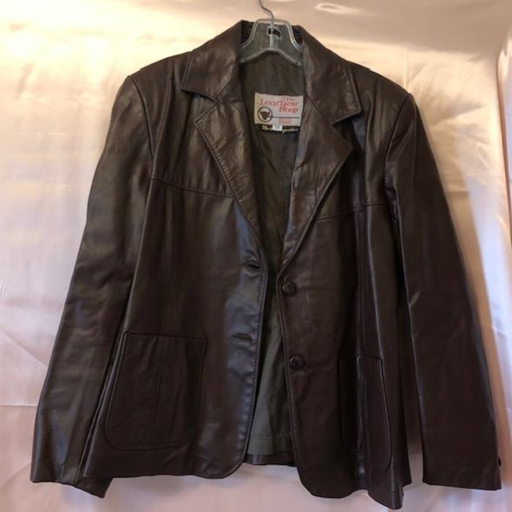 Leather Jacket, Brown , The Leather Shop, US Size Women's 14, Vintage